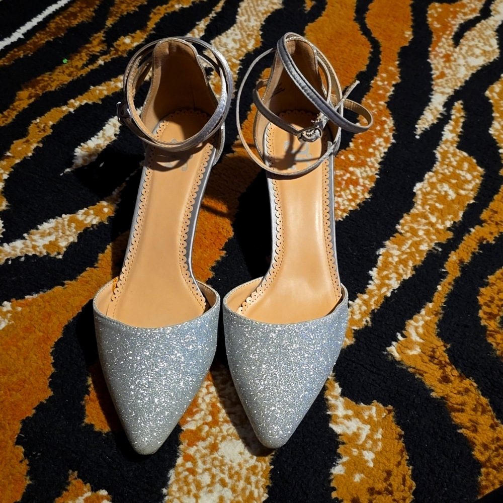 Silver Glitter Heels in Box